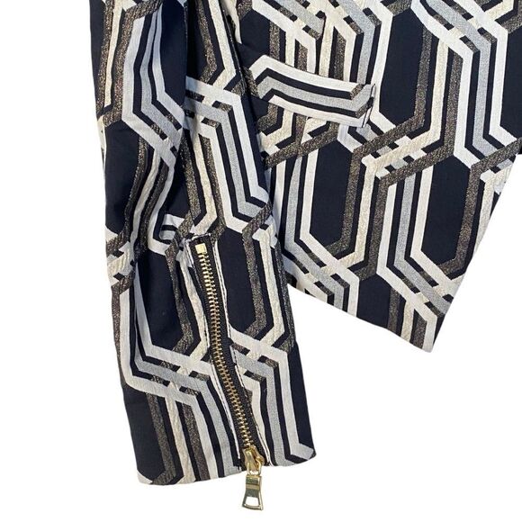 Genetic x Liberty Ross White Hot Metallic Jacquard Fitted Cropped Blazer Sz M - Picture 8 of 16